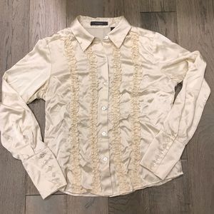 100% cream silk shirt with ruffle
